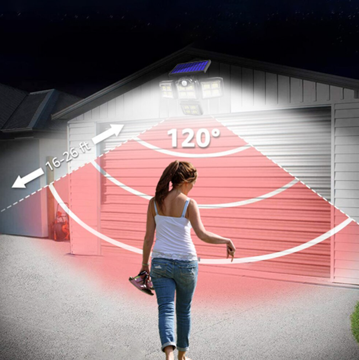 Đèn LED năng lượng mặt trời cảm biến chuyển động Outdoor Solar Lights 4 Head Motion Sensor