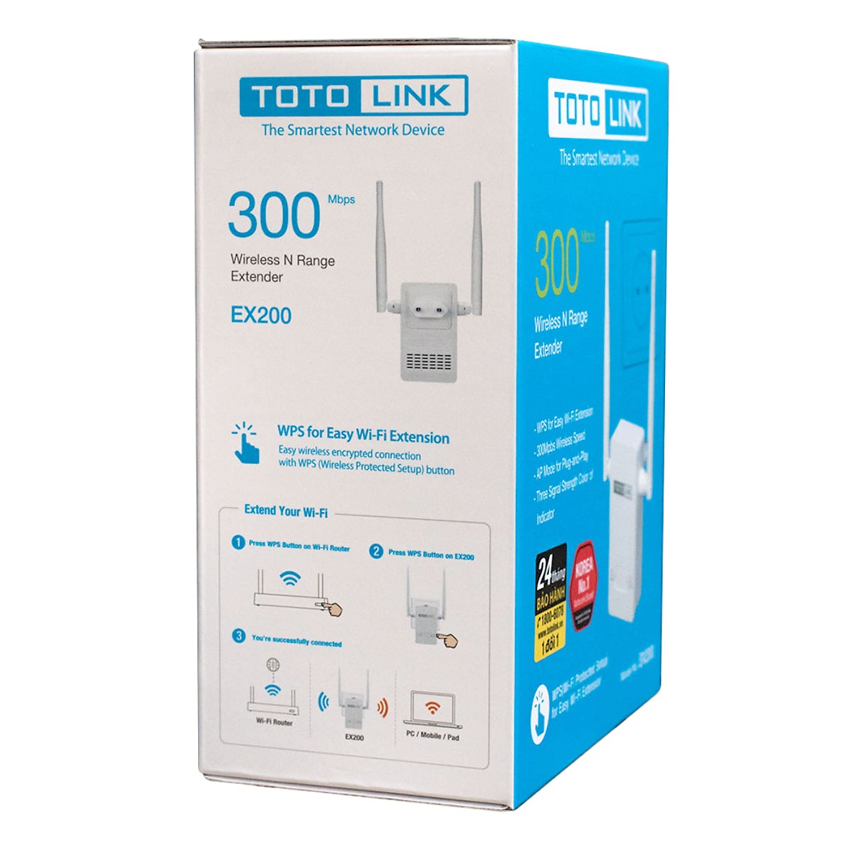 Bộ Kích Sóng Wifi 300Mbps Totolink EX200 - Bộ Mở Rộng Sóng Wifi (Tặng kèm bộ vệ sinh máy tính, điện thoai) - Hàng Chính Hãng