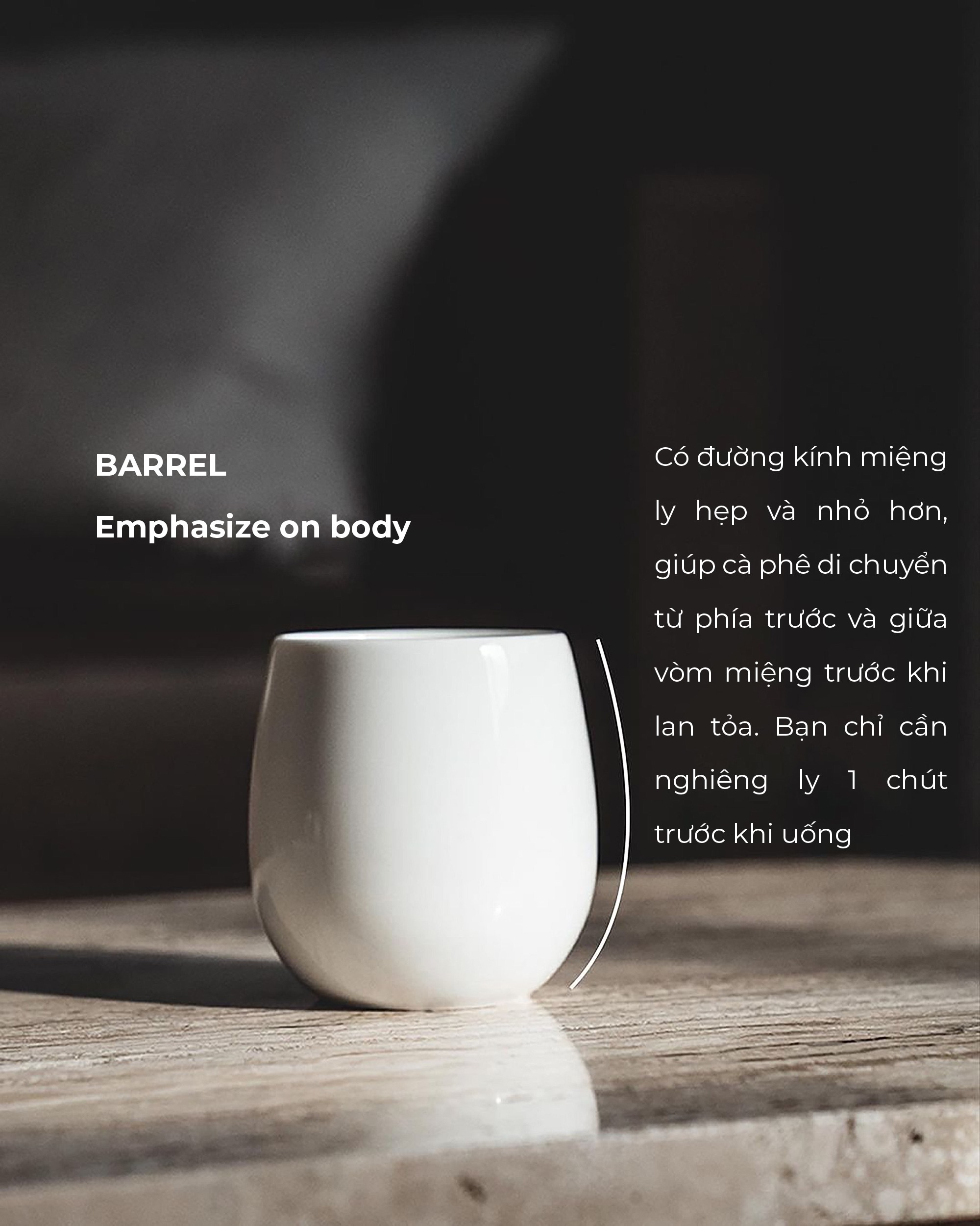 Ly sứ uống trà cà phê Origami Barrel Flavor Cup 200ml