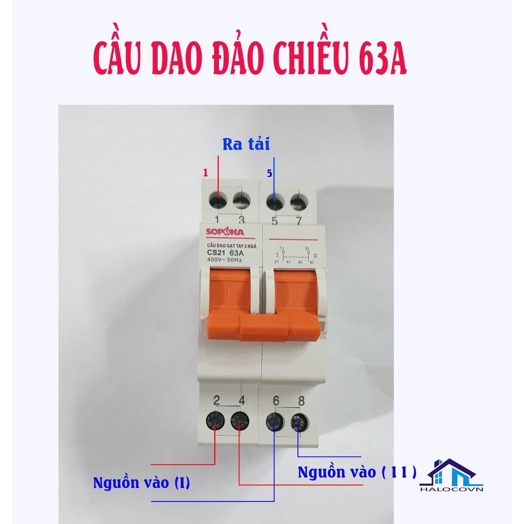 Cầu dao đảo chiều 2P 63A Sopoka chuyển đổi 2 nguồn điện