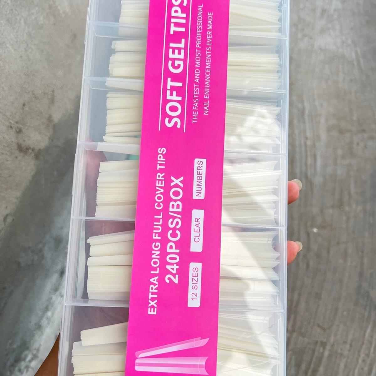 Móng Típ Nối Móng Giả Siêu Dài, 500pcs, Nhựa ABS An Toàn, 2 Màu Trong Và Đục Tự Nhiên, Phom Nhọn Và Thang Làm Nail
