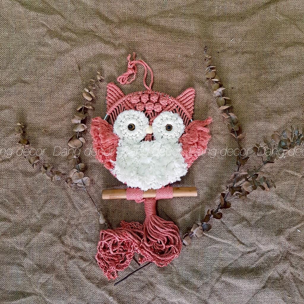 Nhiều màu - Cú bông macrame treo tường phụ kiện trang trí nhà cửa