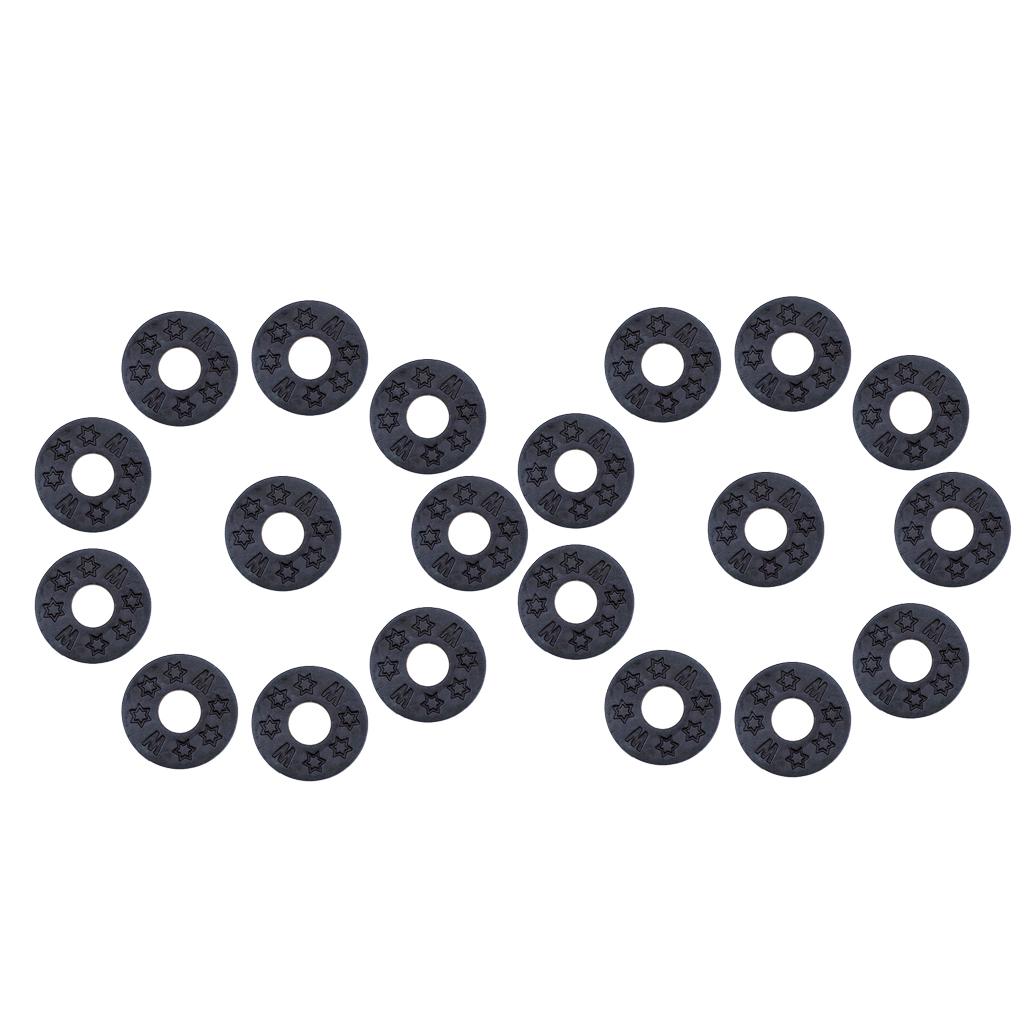 Sunnimix 20 Miếng Dây Đeo Đàn Guitar Khối Cao Su Dây Đeo An Toàn Khóa Máy Giặt Gioăng Đen