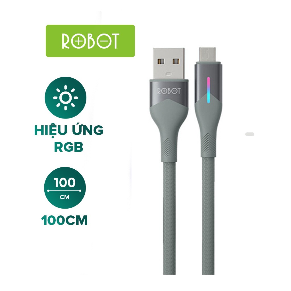 Cáp Sạc ROBOT RFM100/RFL100/RFC100 - Hiệu ứng đèn RGB - Chất Liệu Dây Dù - HÀNG CHÍNH HÃNG