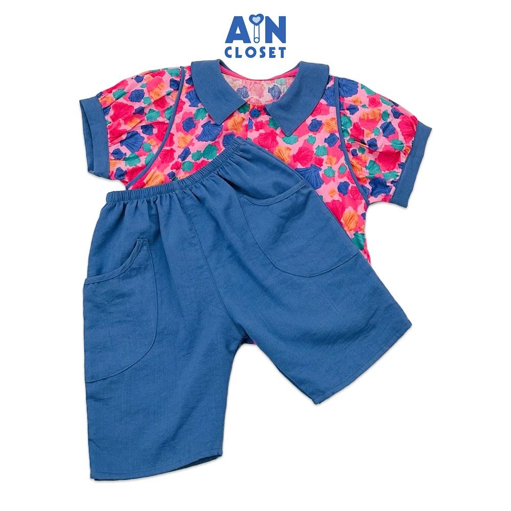 Bộ quần áo lửng bé gái họa tiết Sò Điệp quần xanh cotton - AICDBGX0XWNG - AIN Closet