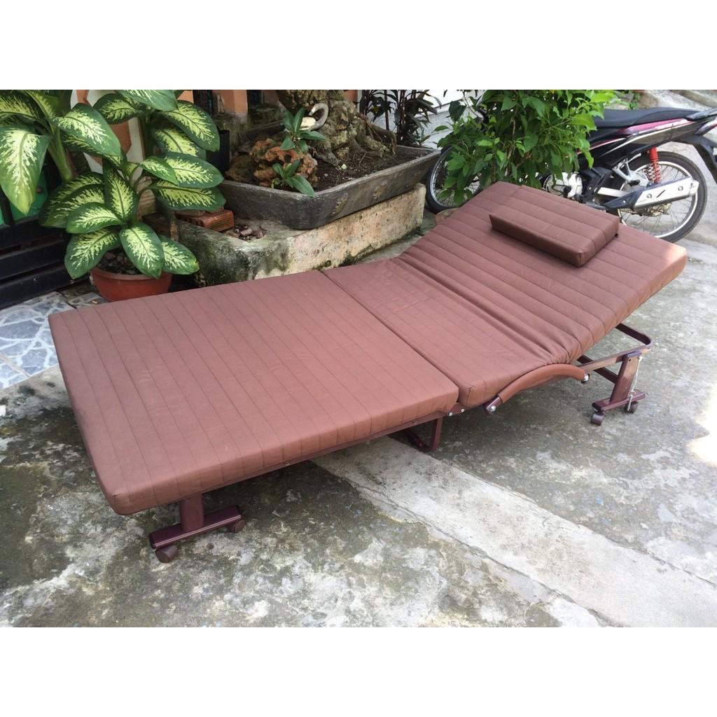 Giường gấp Hàn Quốc rộng 90cm có bánh xe di chuyển khuyến mại 2 bộ ga, 1 túi phủ, 1 gối