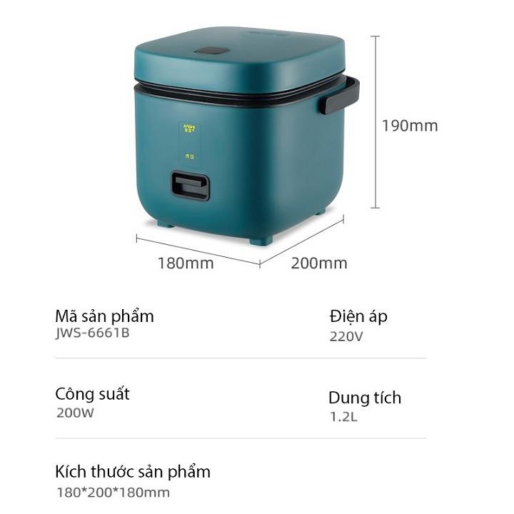 Nồi Cơm Điện Jiashi Mini Đa Năng 1.2L - Hàng Nội Địa Cao Cấp, Phù Hợp Từ 1-2 Người