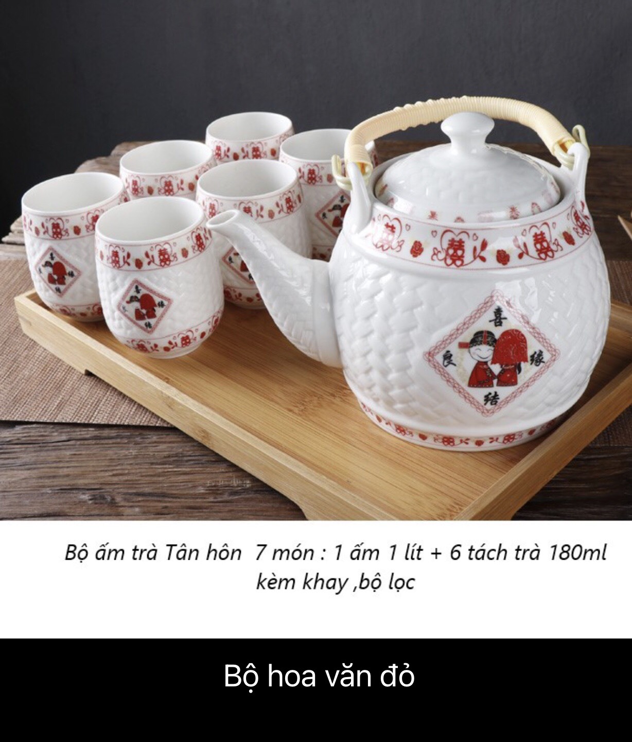 Bộ trà  phong cách Nhật Bản vẽ tay Dung tích 850ml