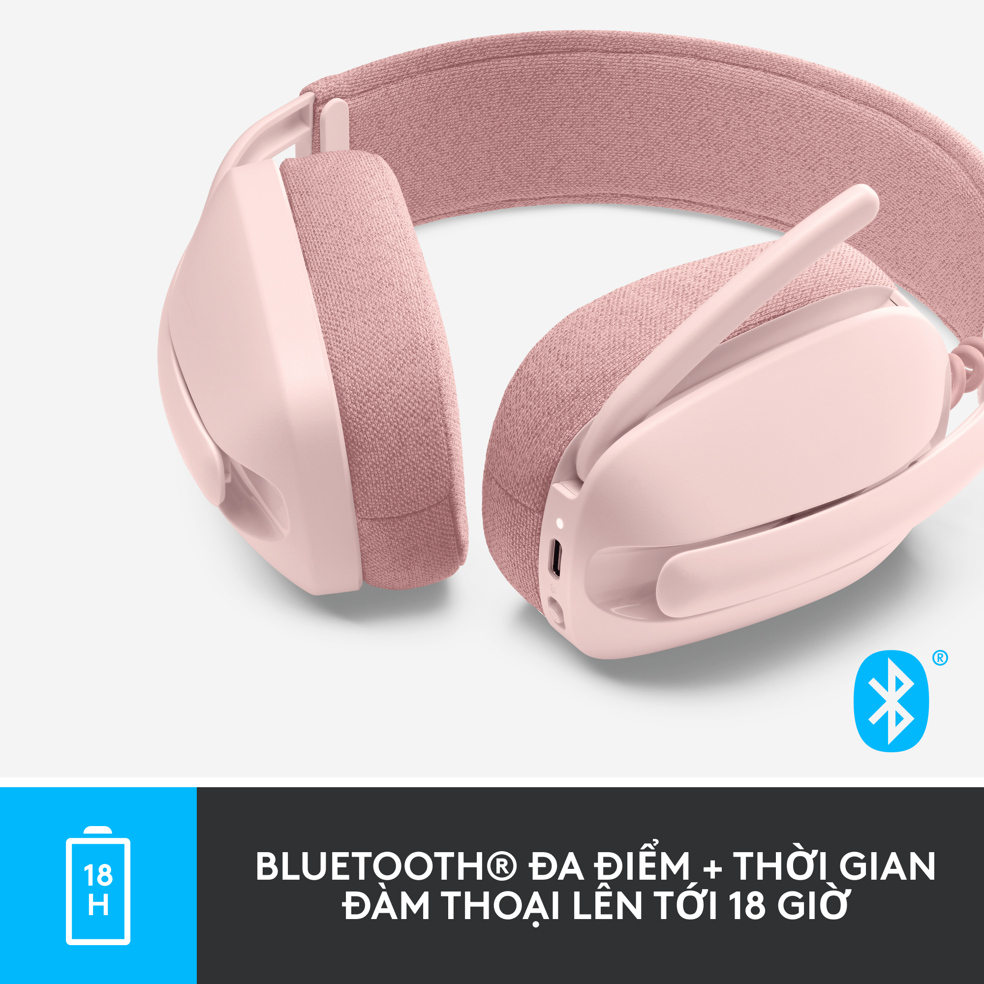 Tai nghe không dây Logitech Zone Vibe 100 nhẹ, với micrô khử tiếng ồn, Tai nghe Bluetooth Đa điểm Tiên tiến, Hoạt động với Teams, Google Meet, Zoom, Mac/PC - Hàng chính hãng