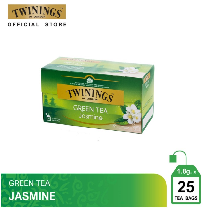 Trà túi lọc TWININGS OF LONDON Jasmine Green Tea - Trà xanh Hoa Nhài (Hộp 25 gói x 2g)