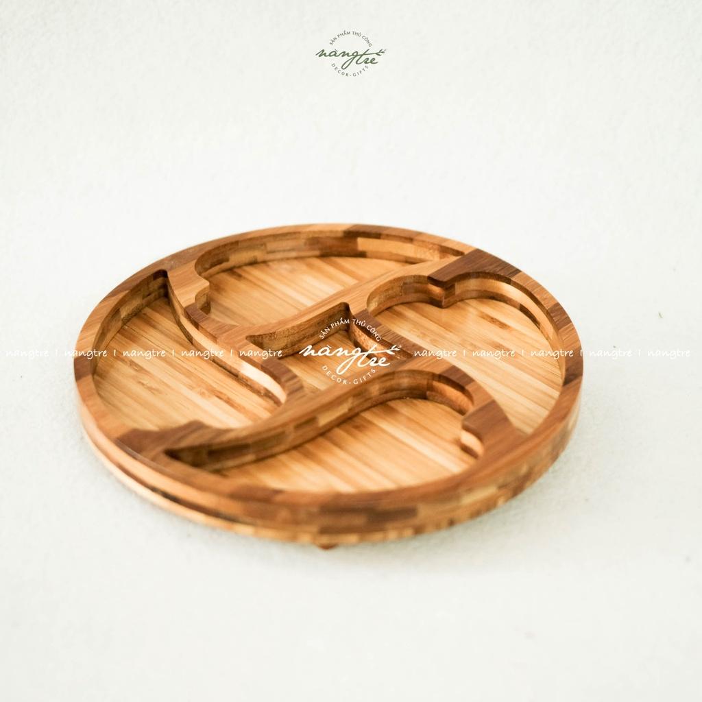 Khay gỗ tre tròn nhiểu ngăn - Trang trí - Đựng thức ăn