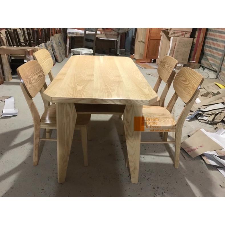 Bàn ghế ăn sồi chân chéo 1m2