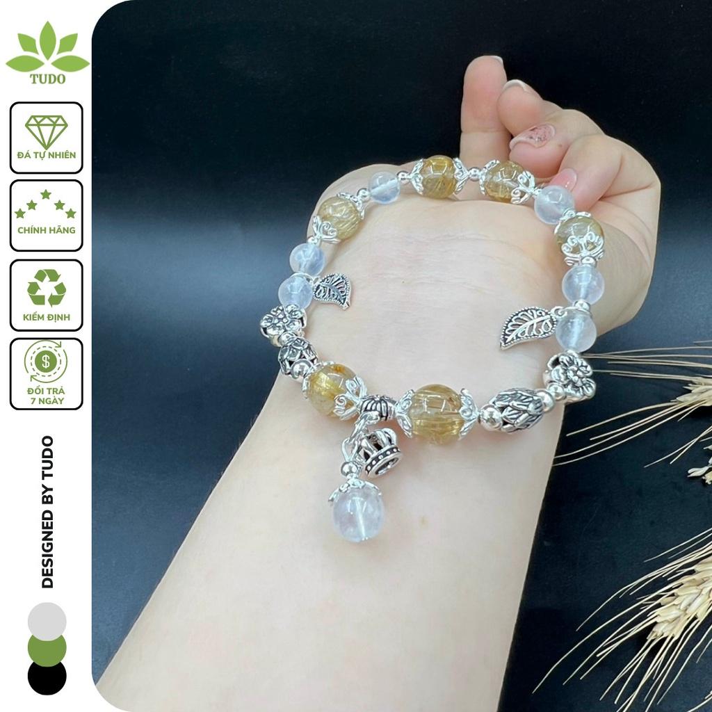 Vòng Tay Nữ Đẹp - Vòng Phong Thủy Mệnh Kim, Thổ TUDO VCBTATV AG925 Charm Hoa, Lá, Sen B20K1100