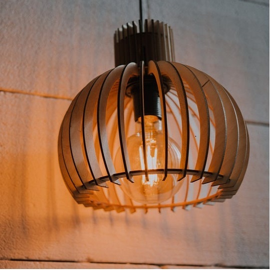 Đèn gỗ thả trần CAO CẤP hiện đại sang trọng 24x25cm chất liệu gỗ trang trí cho phòng khách nhà căn hộ decor nhà quán cafe