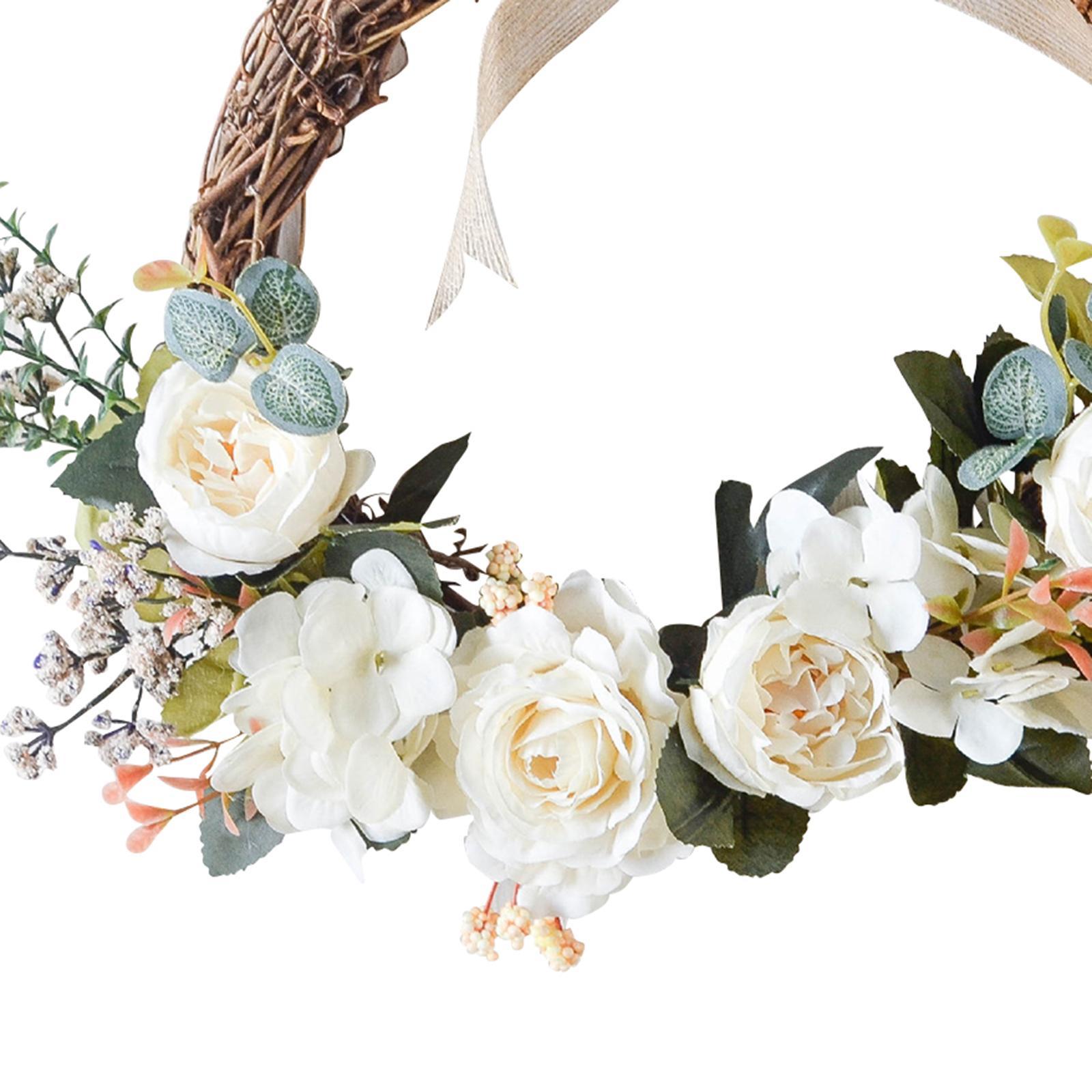 Artificial Flower Wreath Farmhouse Garland Door Wreath for Holiday Party