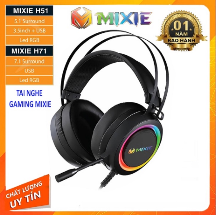 Tai Nghe Mixie H51 Âm Thanh 5.1 Có Led, Micro, Tai Nghe Gaming MIXIE H51 / H71 Giả Lập Led RGB - 2 Phân Loại 5.1 Và 7.1