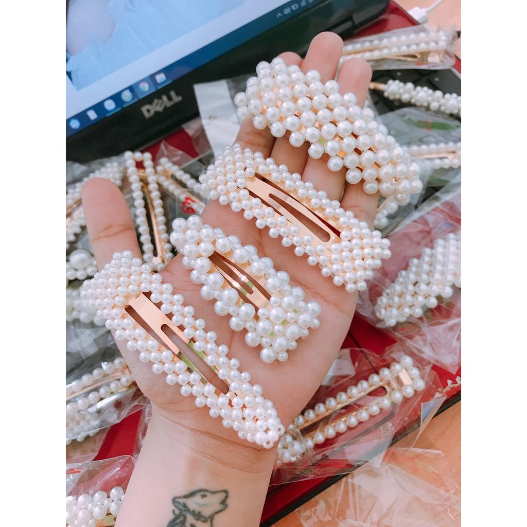 KẸP TÓC ĐÍNH ĐÁ NGỌC TRAI PHONG CÁCH HÀN QUỐC số 3 - ẢNH CHỤP THẬT