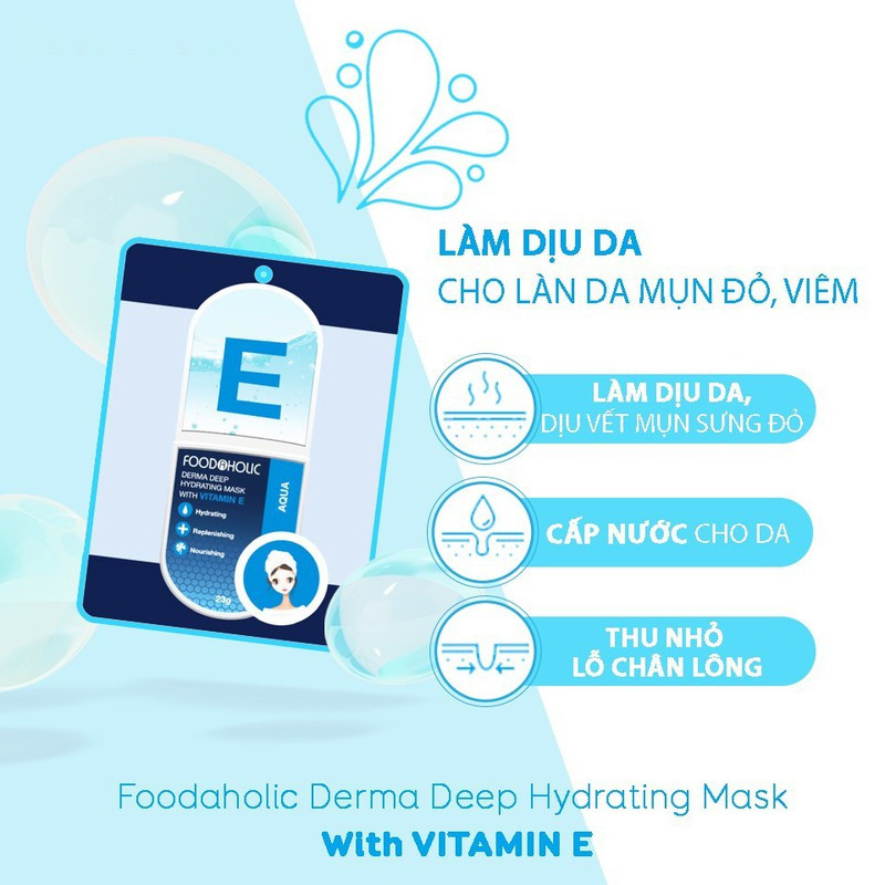 Combo 5 Mặt Nạ Dưỡng Ẩm Sâu Chiết Xuất Vitamin E Foodaholic Derma Deep Hydrating Mask 23g x 5
