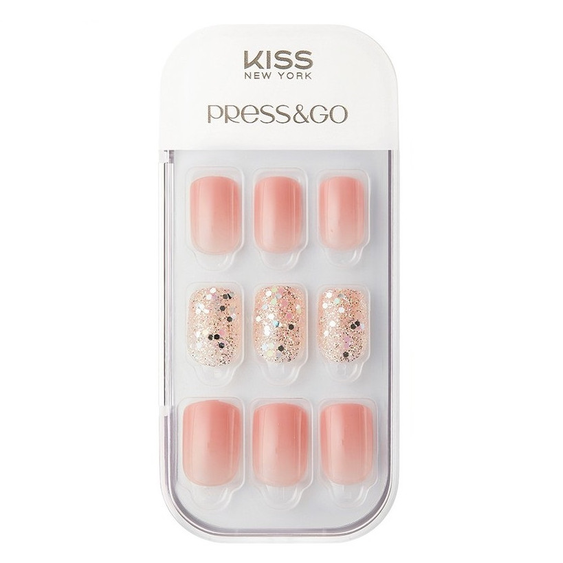 Bộ 30 Móng Tay Gel Tự Dán Press &amp; Go Kiss New York Nail Box - Warm Pink (KPNA01K)