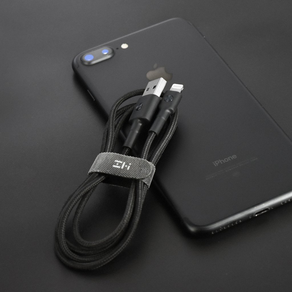 Cáp sạc cho iPhone dây dù ZMI AL805 chuẩn MFI  dài 1m - Đen - Hàng chính hãng