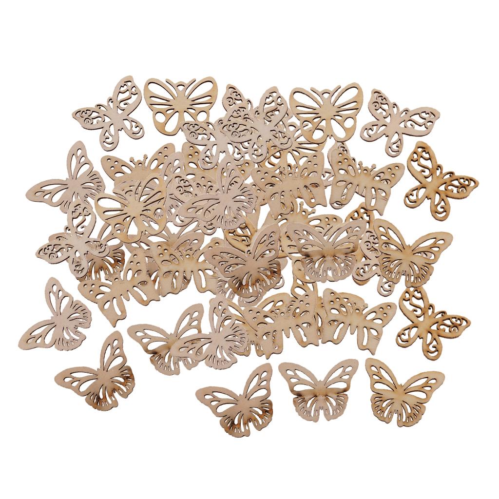 50 Con Tự Nhiên Khắc Butterlfy Gỗ Đồ Trang Trí Tôn Dáng Tự Làm Nghệ Thuật Thủ Công