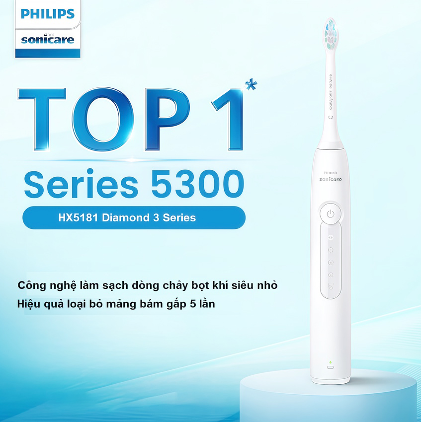 Bàn chải đánh răng điện Sonicare ProtectiveClean serial 5300 thương hiệu Hà Lan cao cấp Philips HX5181 - Hàng nhập khẩu