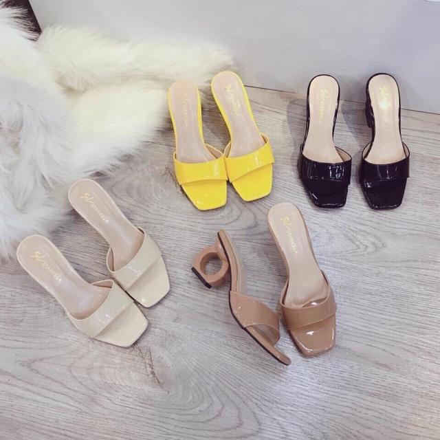 Giày cao gót nữ quai ngang đế