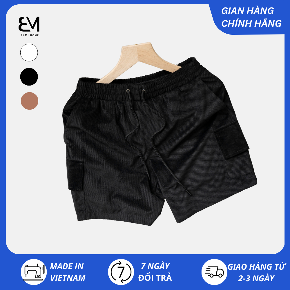 Quần short đùi nhung tăm Nam Nữ BAMI HOME cao cấp form regular năng động thoải mái QNG- 05