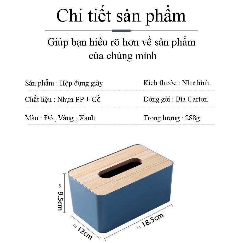 Hộp Đựng Giấy Ăn Nắp Gỗ Chất Liệu Chống Nước Size Vừa