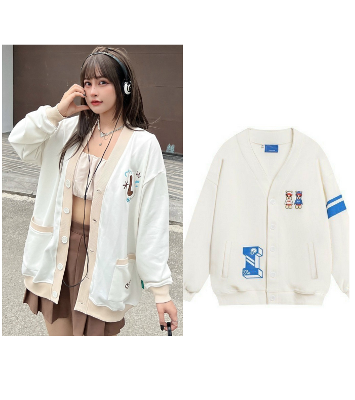 Áo Cardigan nỉ Nữ Dày Sọc Viền Có Túi Ulzzang Hàn Quốc form rộng đẹp in chữ