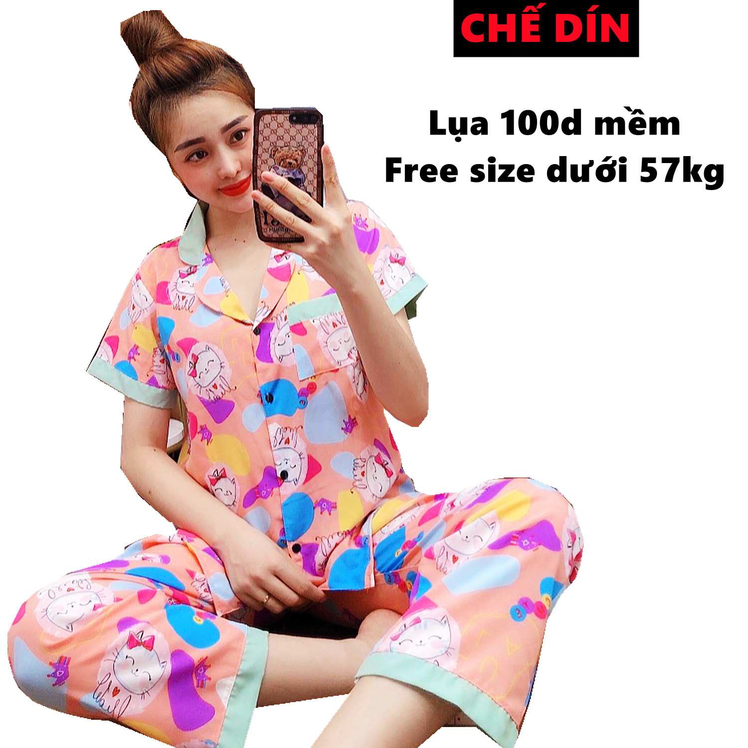 Đồ bộ nữ pijama mặc nhà tiểu thư big size dưới 57kg tay ngắn quần dài vải lụa hàn mềm mịn nhiều màu dễ thương