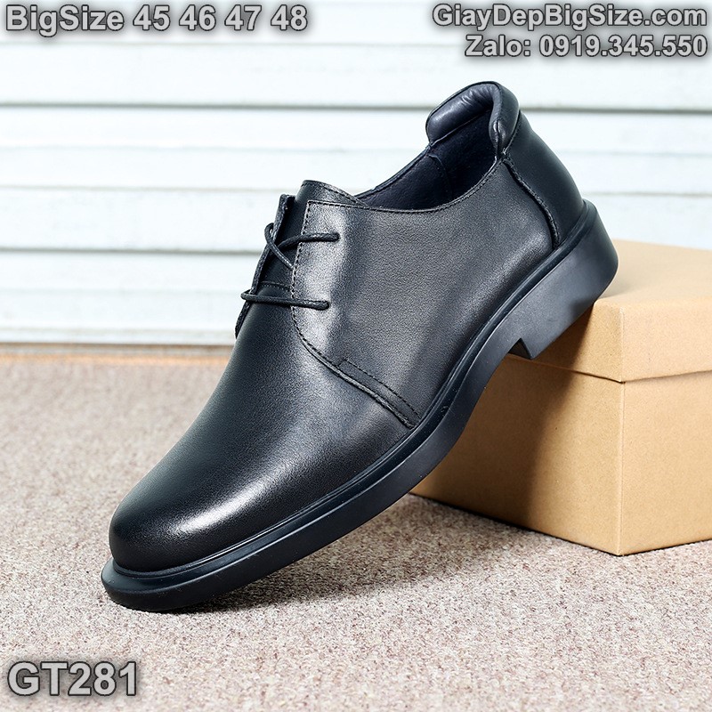 Giày tây công sở (da thật, đế mềm êm, mũi tròn) cỡ lớn 45 46 47 48 cho nam chân to. Big size leather shoes for wide feet