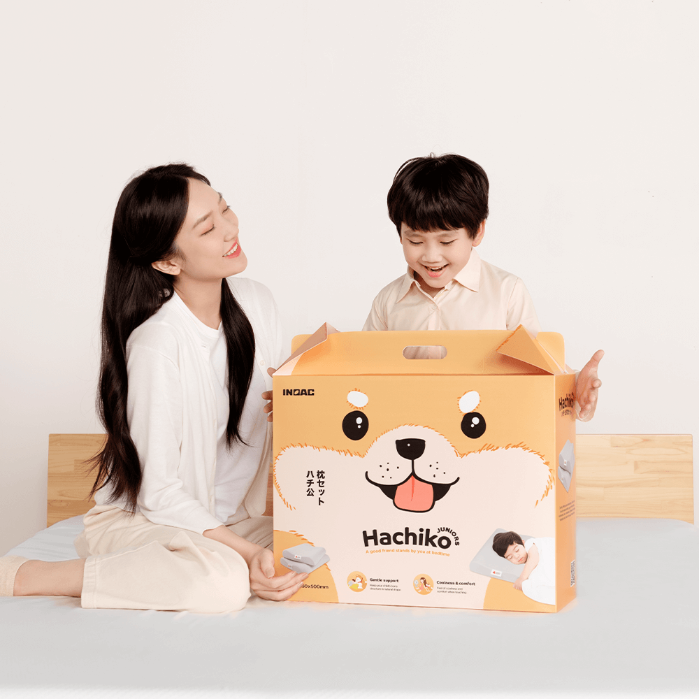 Bộ gối Aeroflow Hachiko Junior 2C bảo vệ hệ xương em bé, mát lành, thoáng khí, an toàn