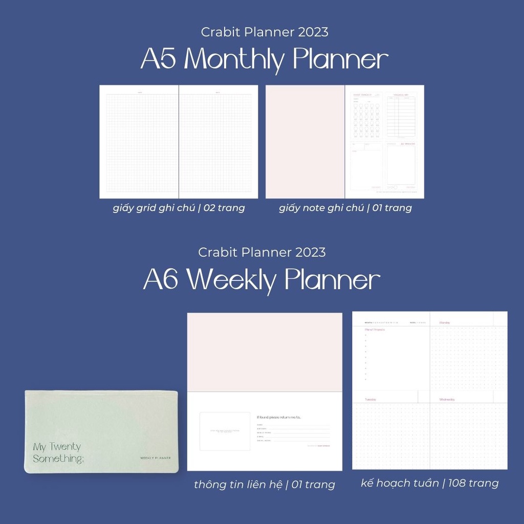 Sổ planner 2023 sổ kế hoạch 12 tháng Crabit Planner My Twenty Something