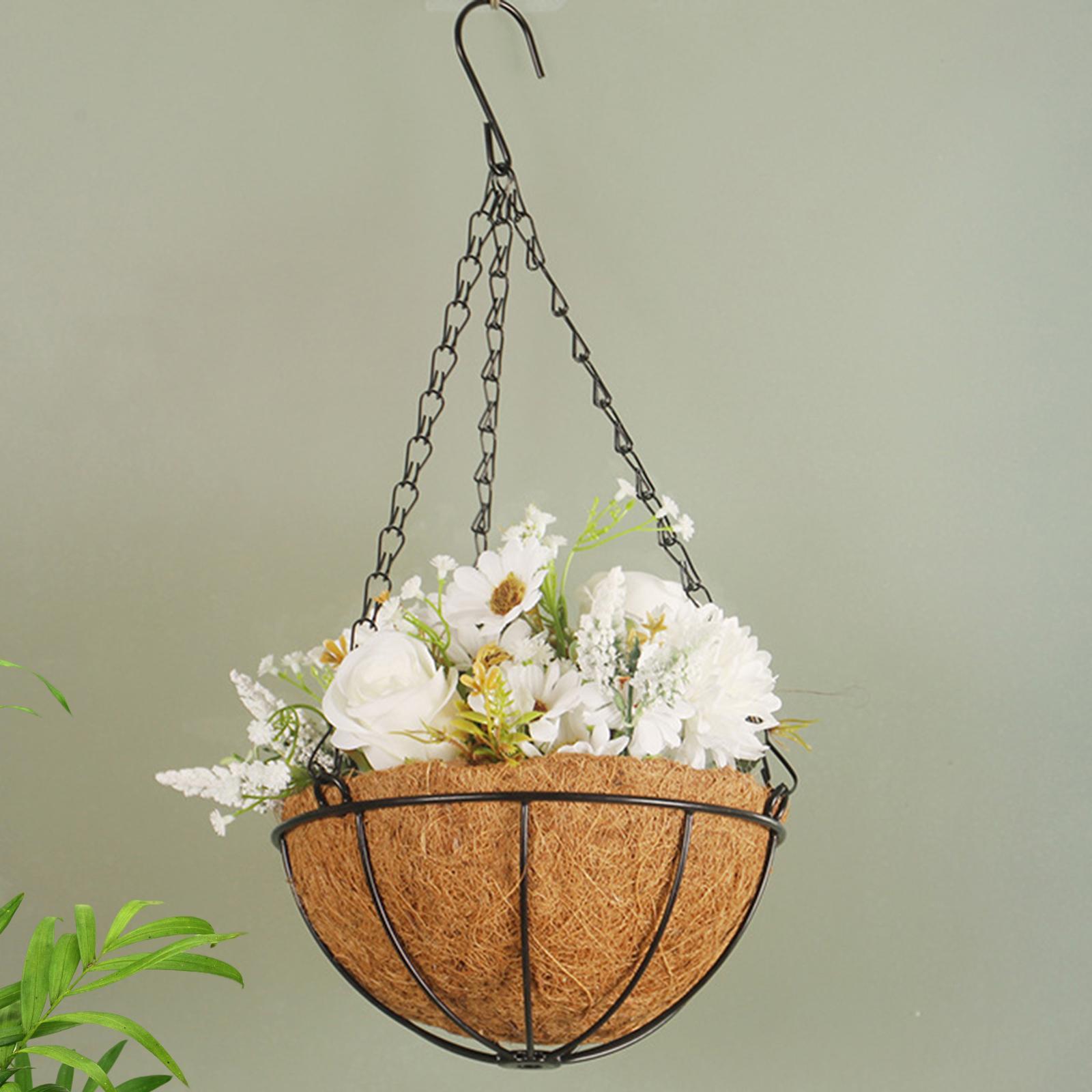 Flower Basket Wreath Spring Wreath Artificial Flower Arrangement Door Hanger Basket Wreath Farmhouse Wreath for Wedding Porch Outside Party