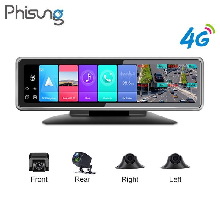 Camera hành trình 360 độ gắn gương và taplo ô tô cao cấp Phisung T88 - Ram: LPDDR4,2GB Rom: EMMC5.1,32GB - Android 9.0 - Hàng Chính Hãng