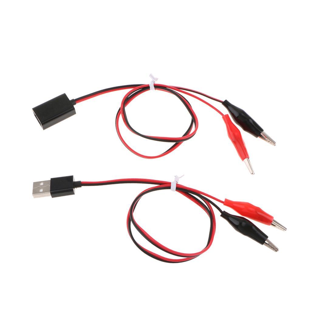 Alligator Test Clips Clamp to USB Male + Female Cable 53cm
