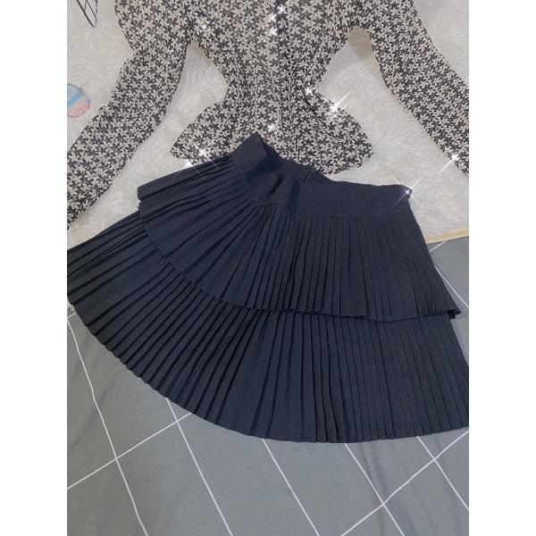 Set váy đầm tầng xếp ly Áo ren sexy Hàn Quốc loại đẹp