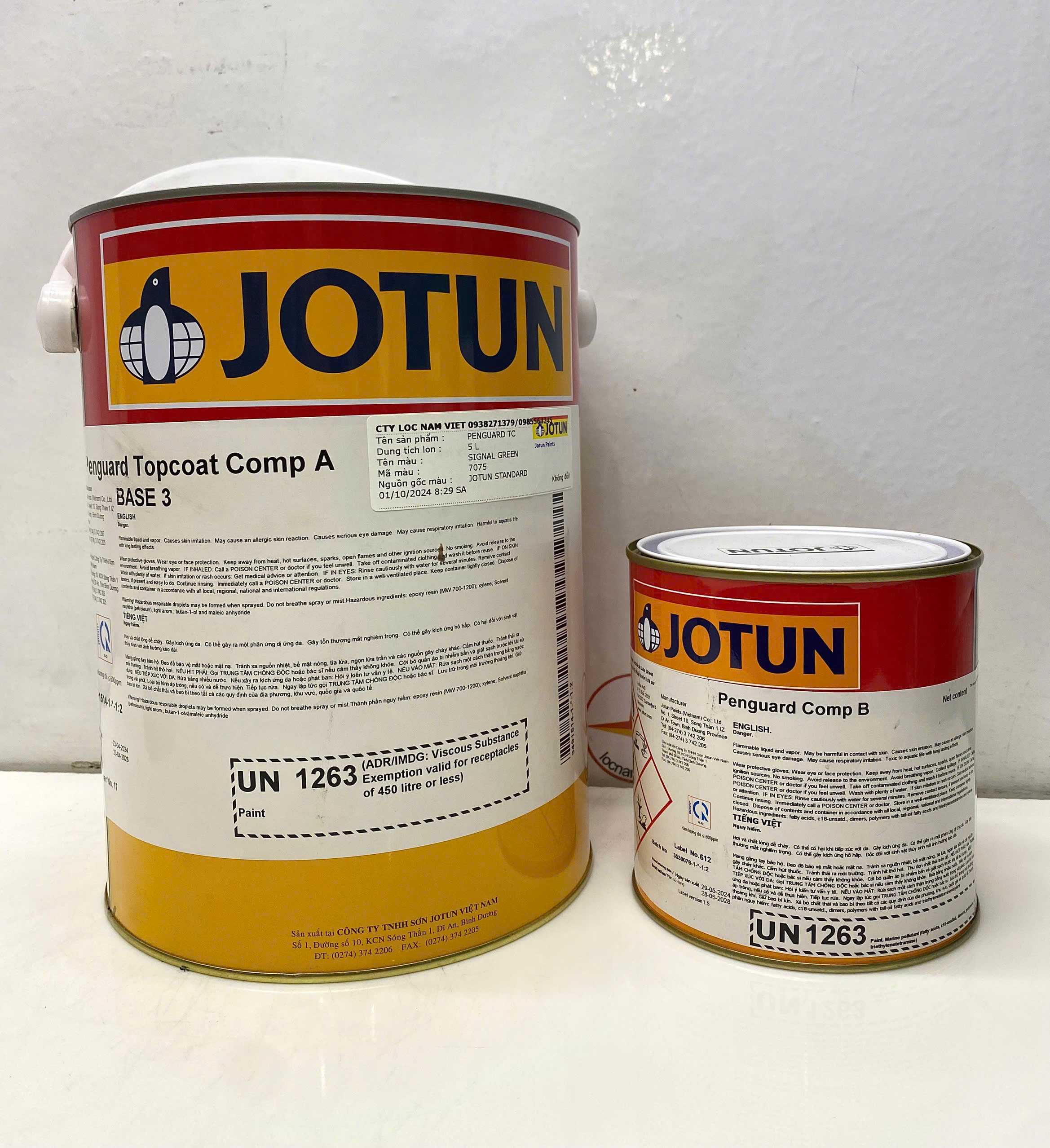 Sơn Epoxy Jotun Penguard Topcoat base 3 màu xanh - Green 7075 _5L/bộ