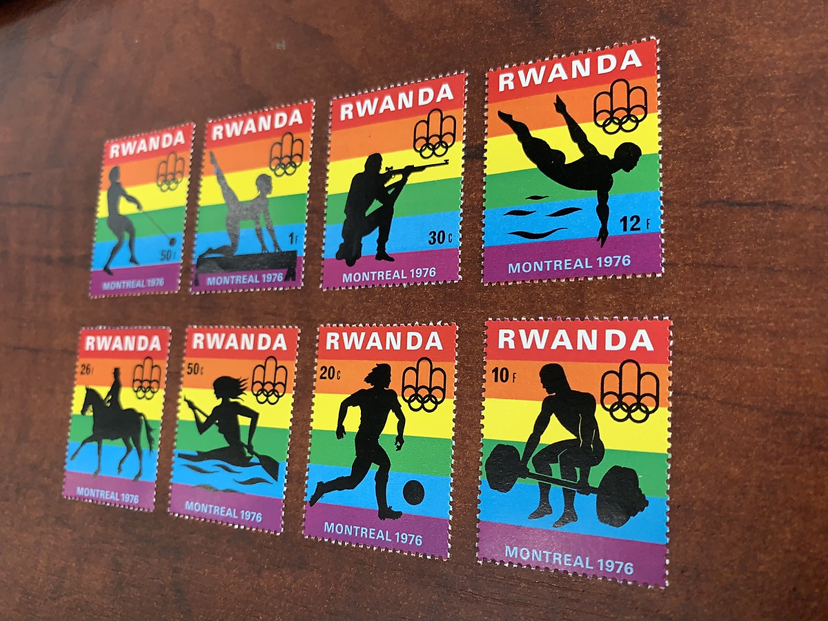 Bộ tem sưu tập chủ đề thể thao châu Phi Rwanda 1976