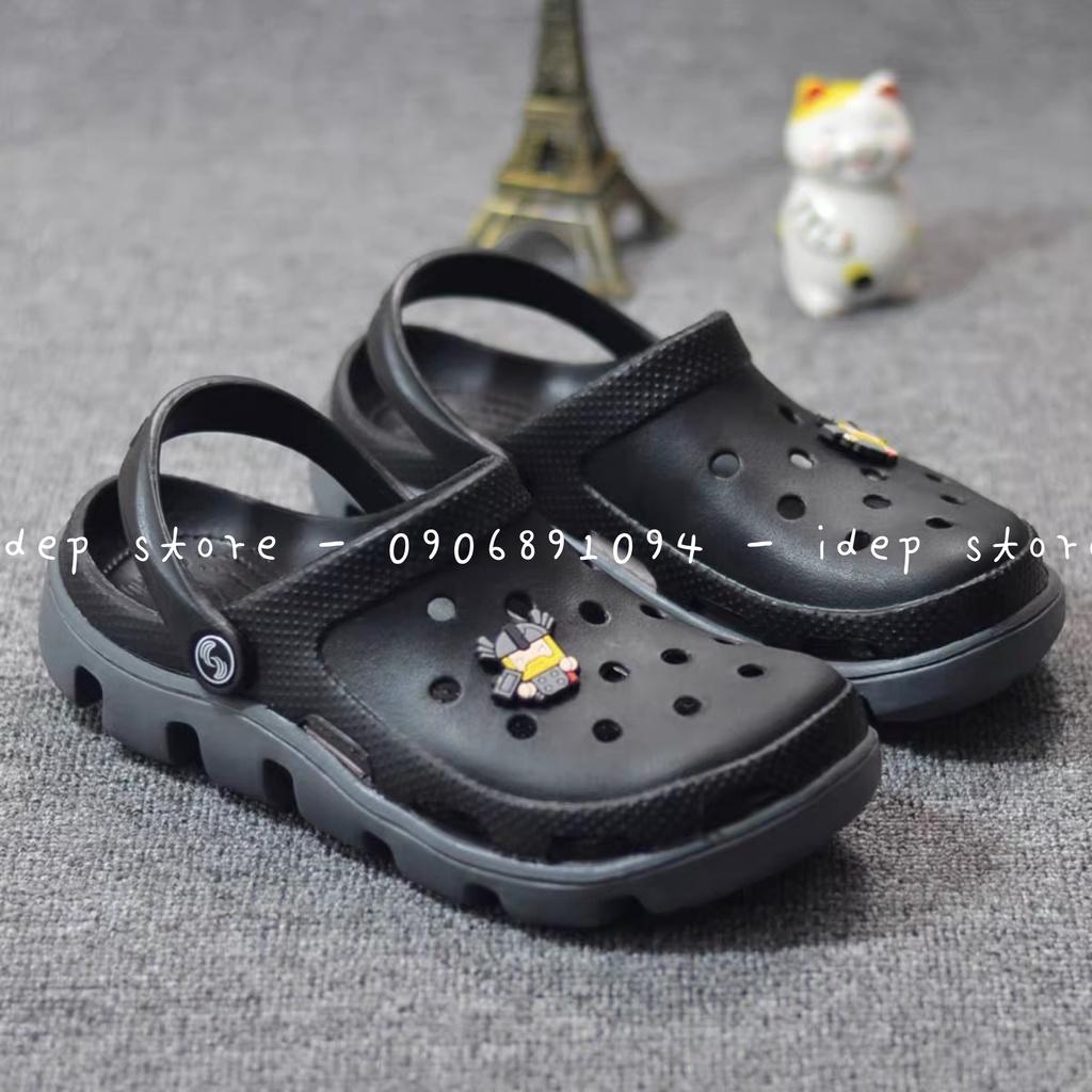 Dép Cross ĐEN unisex tặng 4 sticker SL013- Giày sục siêu nhẹ đi mưa IDEP