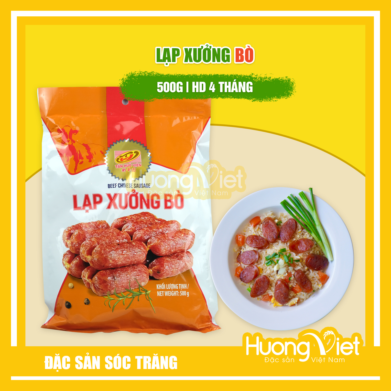 Đặc Sản Sóc Trăng - Lạp Xưởng Bò Tân Huê Viên 500G Sóc Trăng Chính Gốc Miền Tây, Đặc Sản Thịt Lạp Gia Truyền Nổi Tiếng