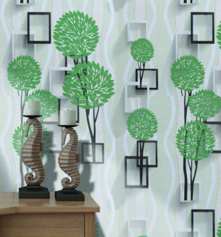 Combo 10 mét giấy dán tường, decal dán tường trang trí nhà cửa Ô BÔNG TRÒN XANH LÁ khổ 45cm