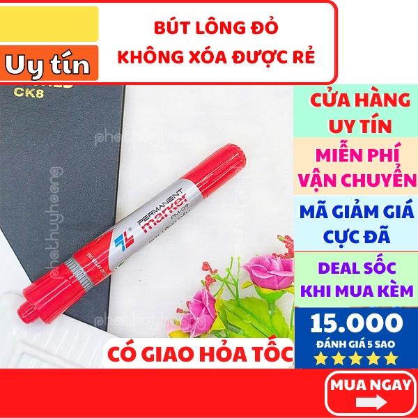 Bút lông dầu không xóa được màu đỏ viết bảng 2 đầu to nhỏ học sinh tiện lợi