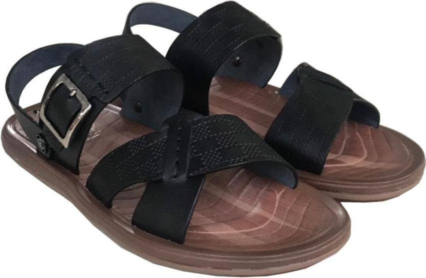 Dép sandal nam màu  đen da bò cao cấp Trường Hải SDN0123