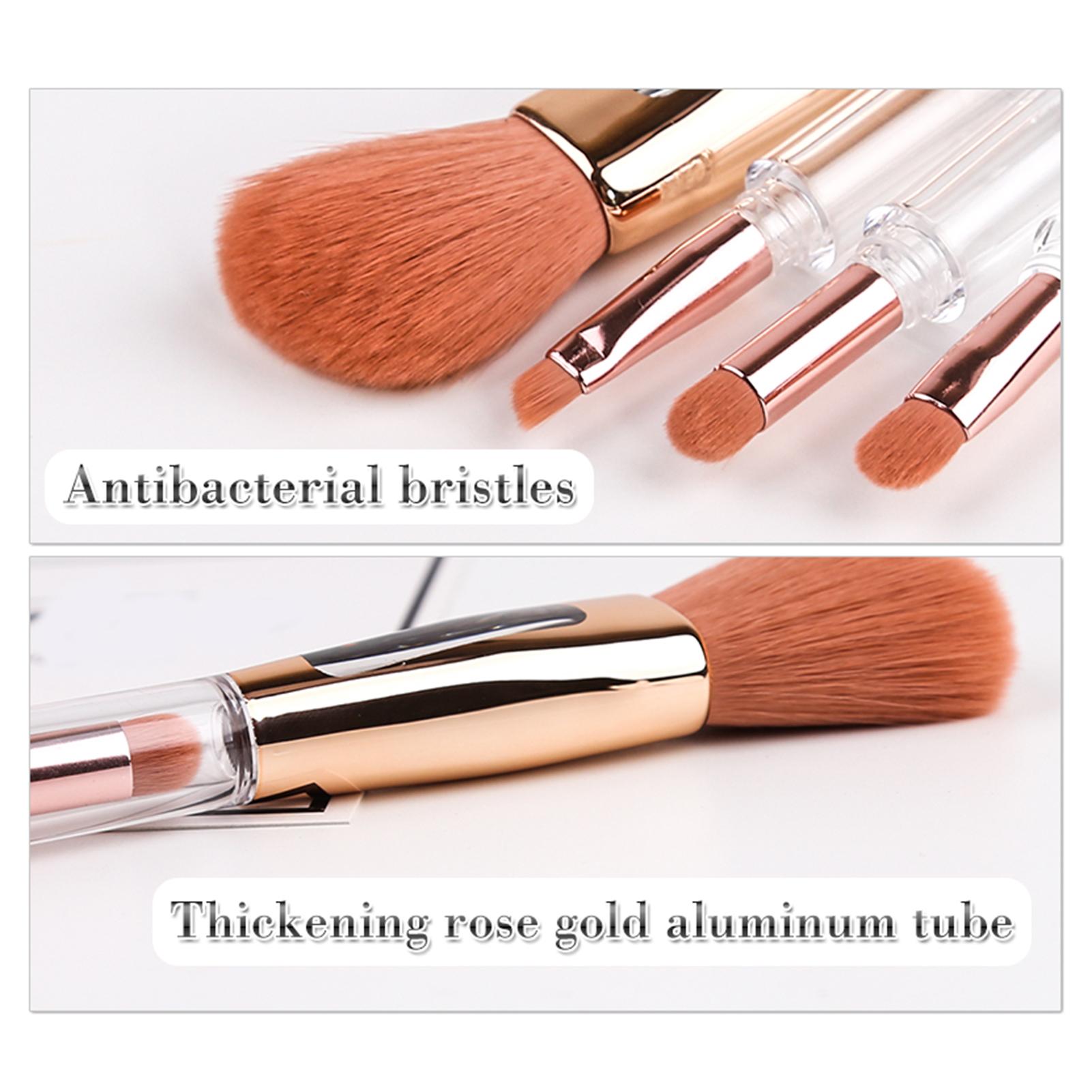 Bộ cọ trang điểm 4 trong 1 cầm tay đa chức năng làm bằng sợi tổng hợp tay cầm acrylic