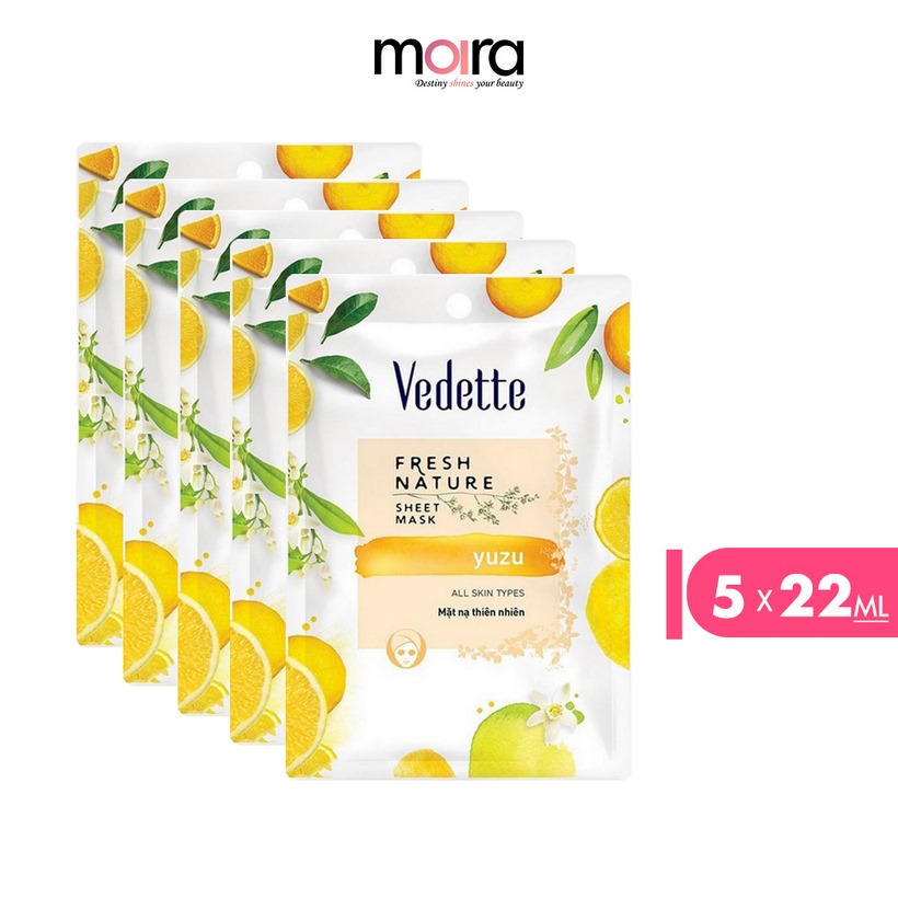 Combo 5 Mặt nạ thiên nhiên Vedette Yuzu 22ml