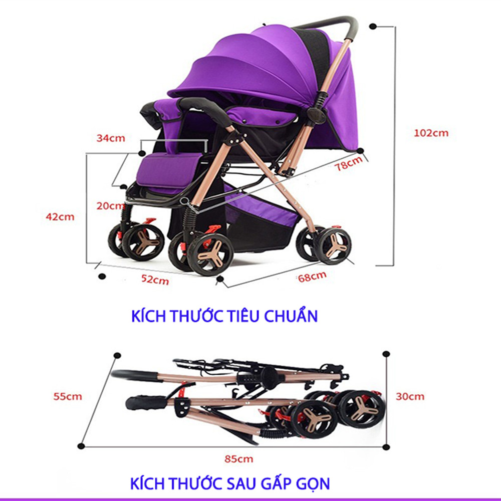 Xe Đẩy Cho Bé, Xe đẩy em bé 2 Chiều 3 Tư Thế XĐHY1299