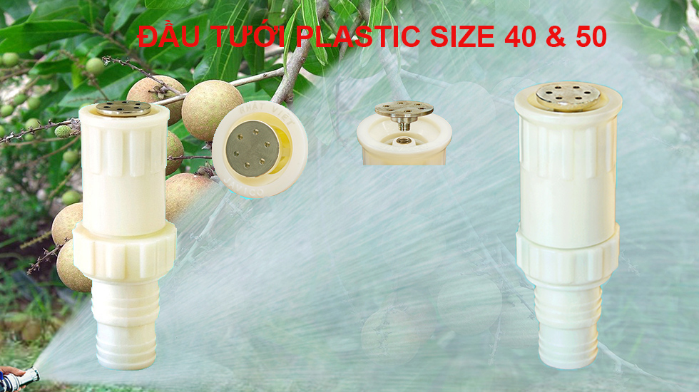 Đầu tưới phun mưa cầm tay nông nghiệp Nhật Việt bằng nhựa size 40 - Đuôi nối phi 42-45