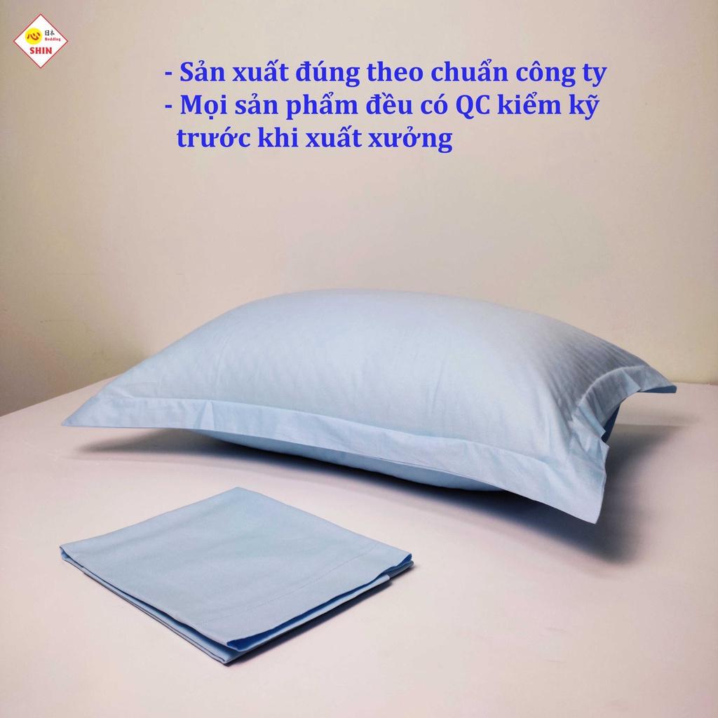 Vỏ gối cotton tự nhiên cao cấp 50x70cm màu xanh da trời